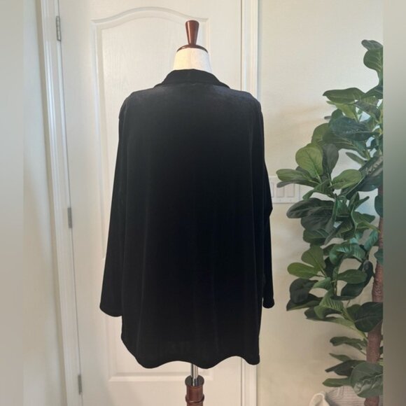 CALVIN KLEIN Black Velour Open Front Jacket in Women’s Plus Size 2X - Picture 2 of 10